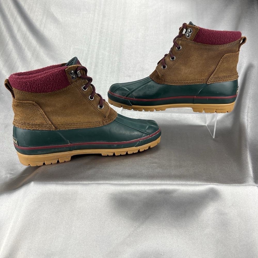 High Sierra "Peak" Duck Boots‎ Women's 10 Green Cranberry Leather Thermolite Y2K - Picture 9 of 16